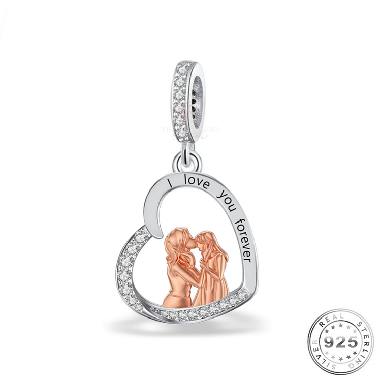 Mum & Daughter Charm 925 Sterling Silver keepsake fits pandora