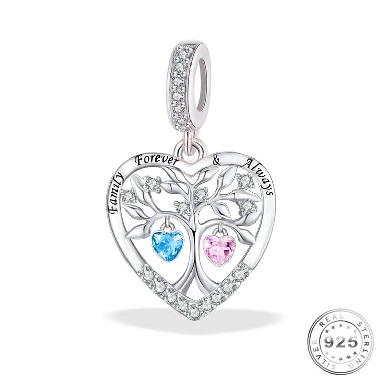 Family Tree Charm 925 Sterling Silver - Family Forever & Always - fits pandora