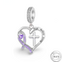 Purple Cancer Awareness Ribbon & Cross Charm 925 Sterling Silver fits pandora - Alzheimer&