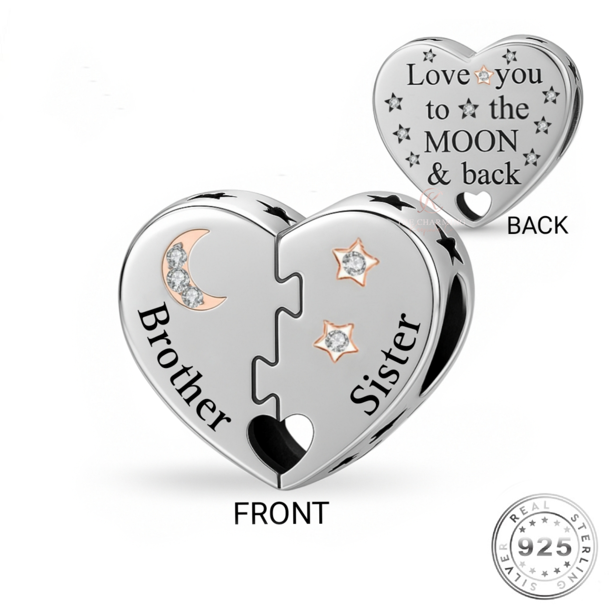 Charms En Argent Sterling 925 - Cœurs Et Perle - Pour Bracelet, Collier, Piercing - Cadeaux Pour Femme