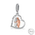 Cousin Heart Charm 925 Sterling Silver and Rose Gold fits Pandora