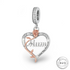 Mum Dangle Charm 925 Sterling Silver & Rose Gold fits Pandora