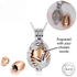 Engraved Silver & Rose Gold Butterfly Cremation Ashes Urn Necklace self fill