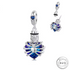 Self-Fill Cremation Ashes Blue Crystal Heart Urn Charm 925 Sterling Silver - fits pandora bracelets