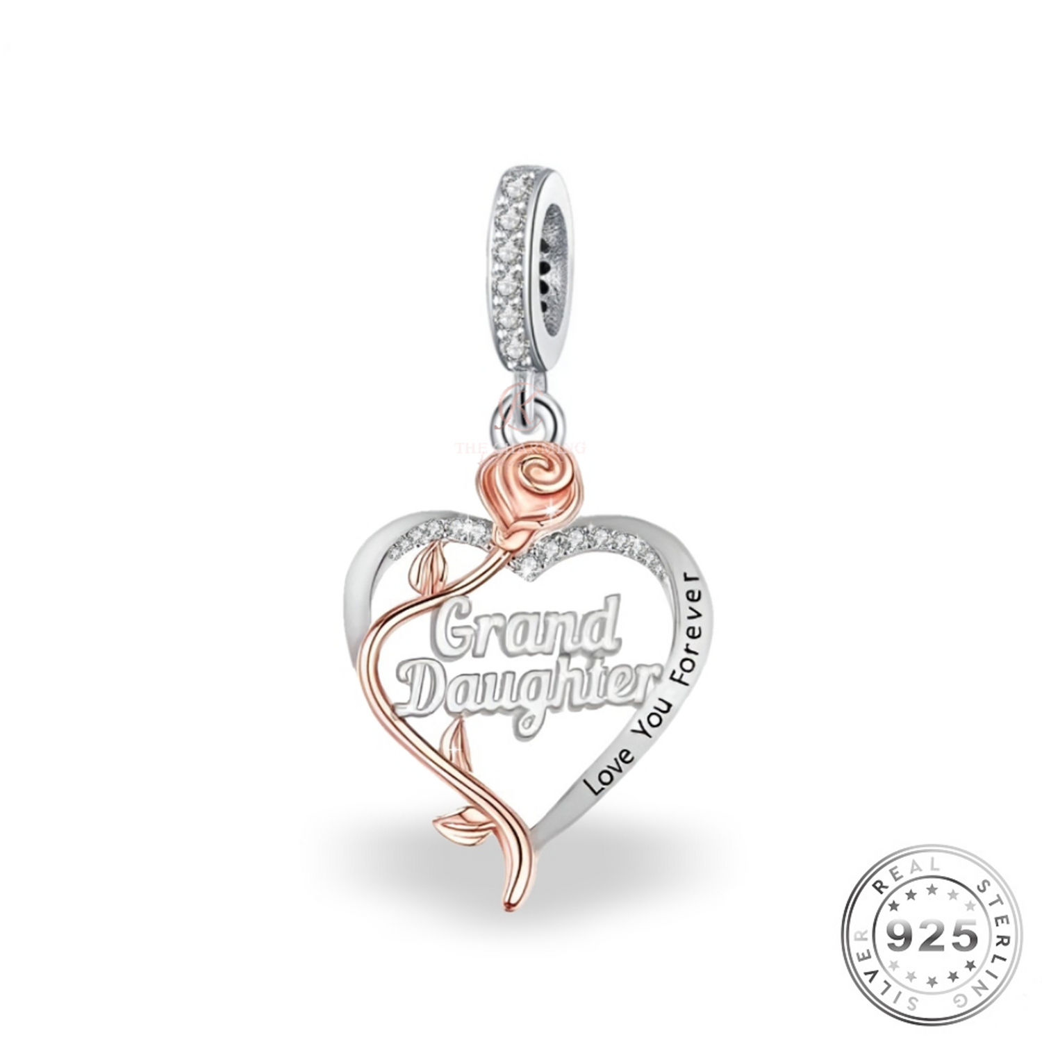 Granddaughter Heart Charm 925 Sterling Silver Love You Forever (fits pandora)
