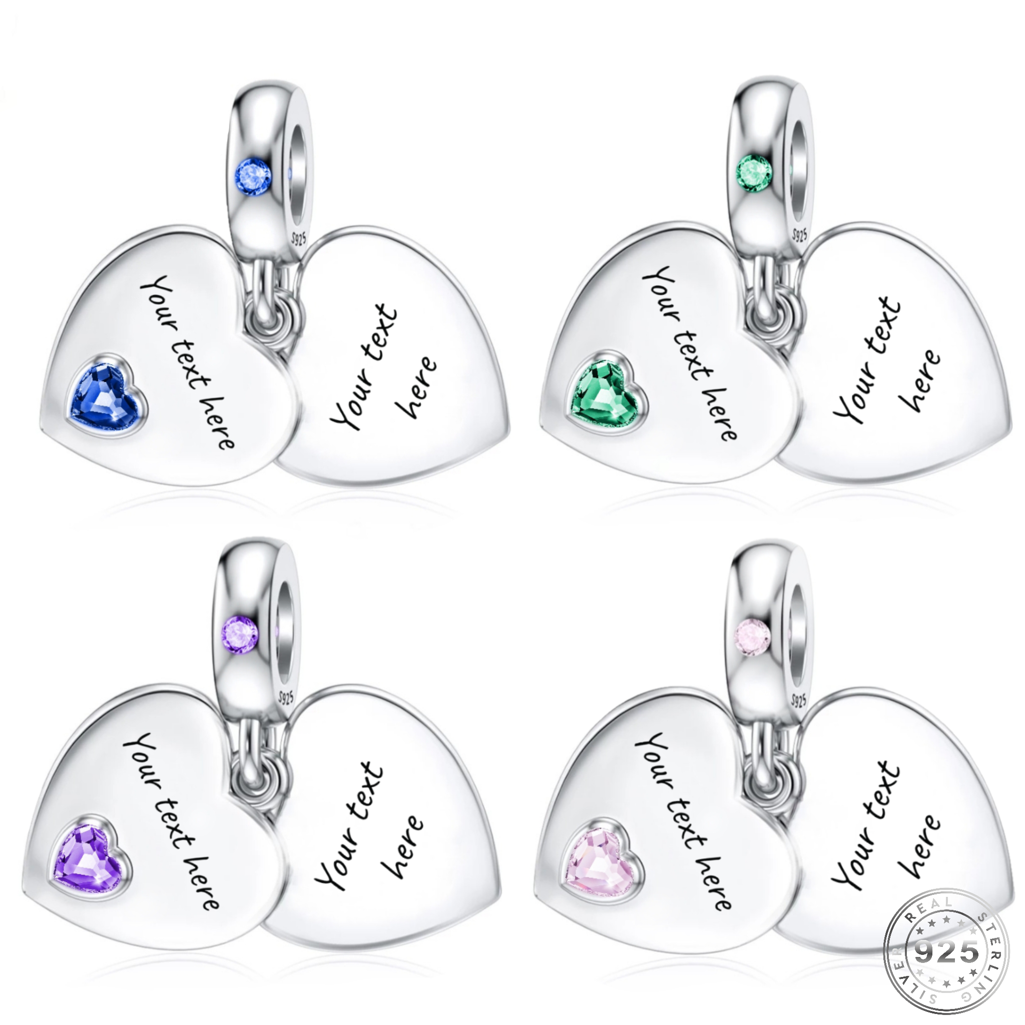 Engraved Heart Charm 925 Sterling Silver Fits Pandora The