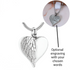 Engraved Cremation Ashes Angel Wing Heart Urn Necklace Silver self fill