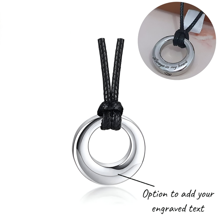 Engraved Circle Cremation Ashes Urn Necklace Silver keepsake self fill