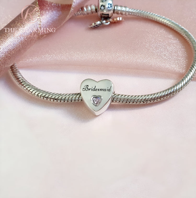 Bridesmaid Wedding Charm 925 Sterling Silver Fits Pandora bracelets
