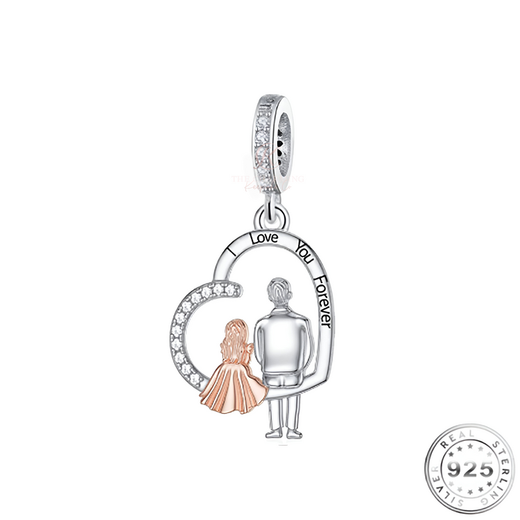 Love You Forever Dad (or Grandad) & Daughter Charm 925 Sterling Silver fits pandora