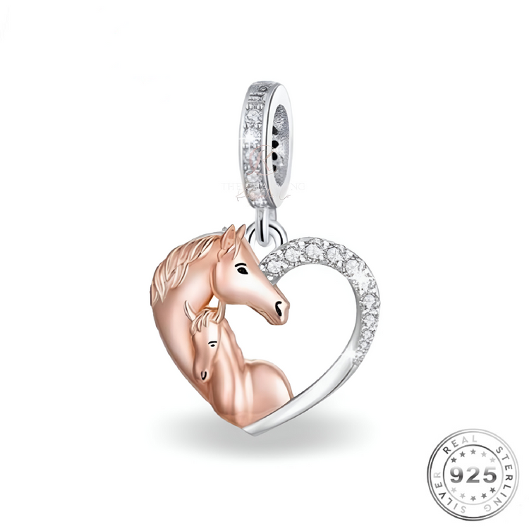 Horse Charm 925 Sterling Silver and Rose Gold fits pandora bracelets