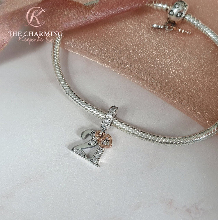 21st Birthday Rose Gold Charm