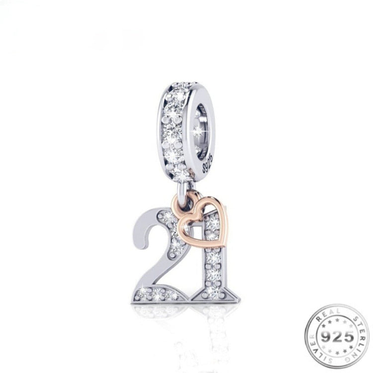 21st Birthday Charm 925 Sterling Silver fits pandora bracelets