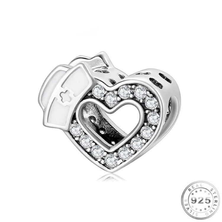 Nurse Heart Charm 925 Sterling Silver fits pandora