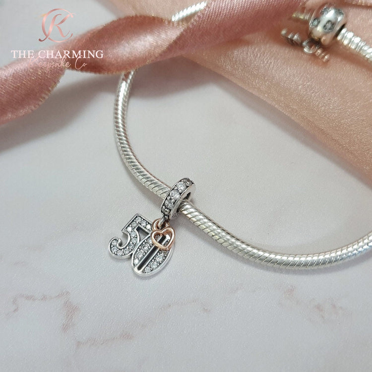 50th Birthday Sterling Silver Charm