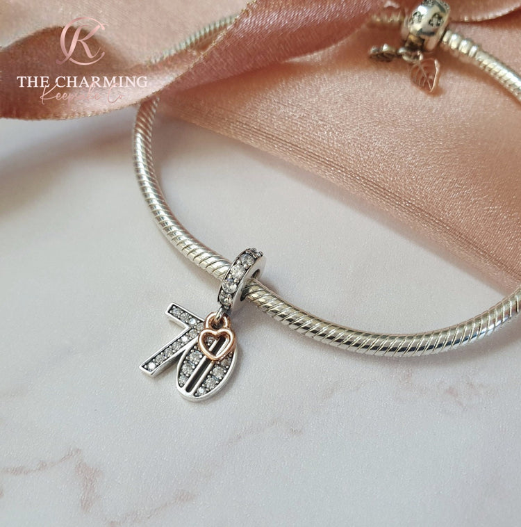 Sterling Silver 70th Birthday Charm