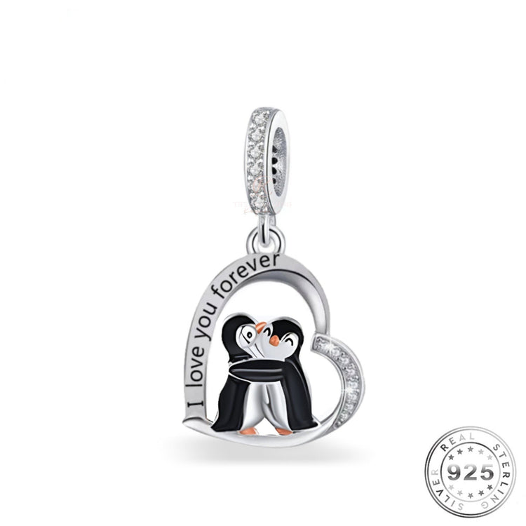 penguins Charm 925 Sterling Silver fits pandora