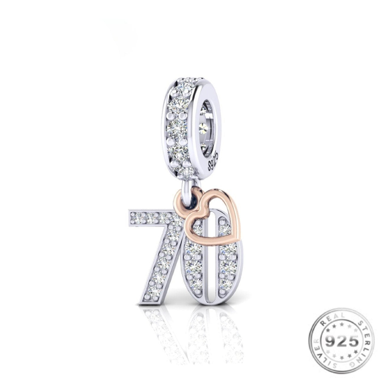 70th birthday charm genuine 925 sterling silver (fits Pandora ) – The  Charming Keepsake Co