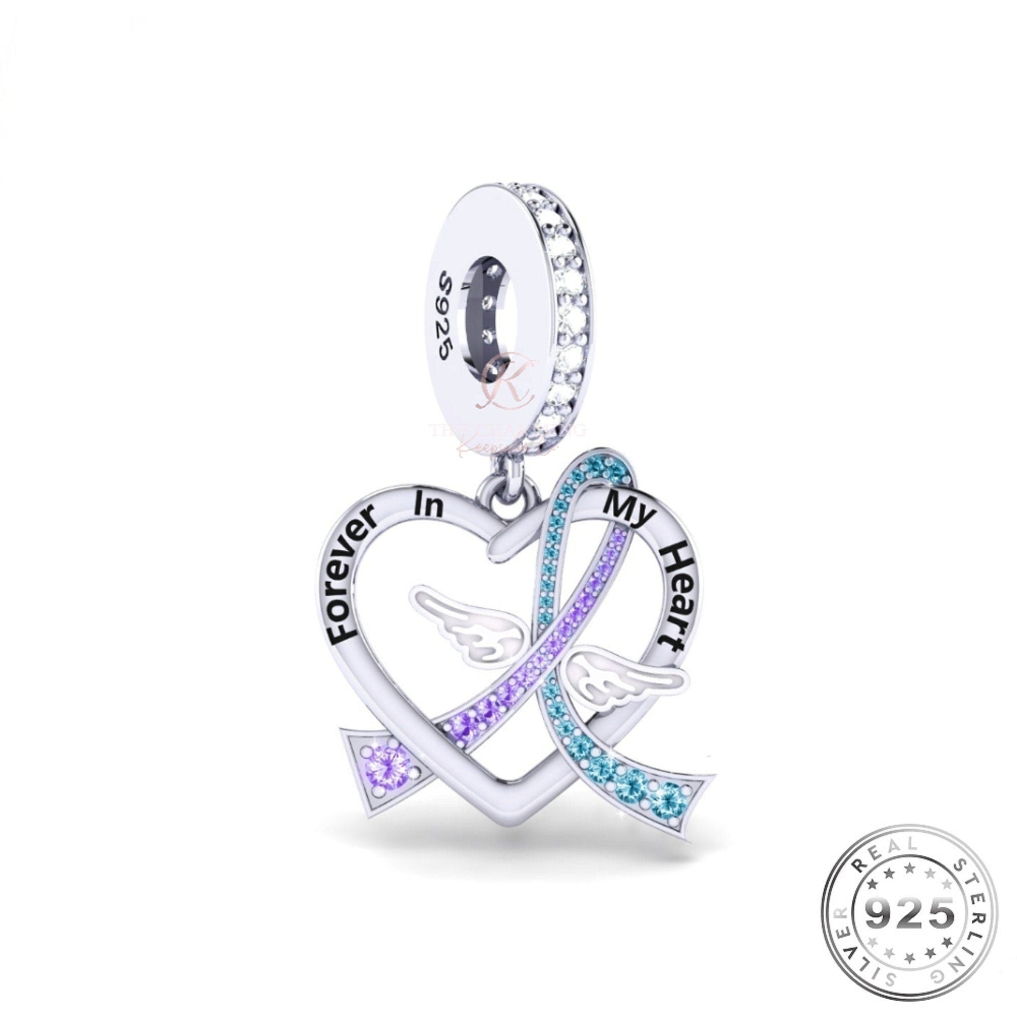 Suicide awareness ribbon memorial charm (fits pandora – The