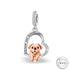 pug Dog Charm 925 Sterling Silver & Rose Gold fits pandora bracelets