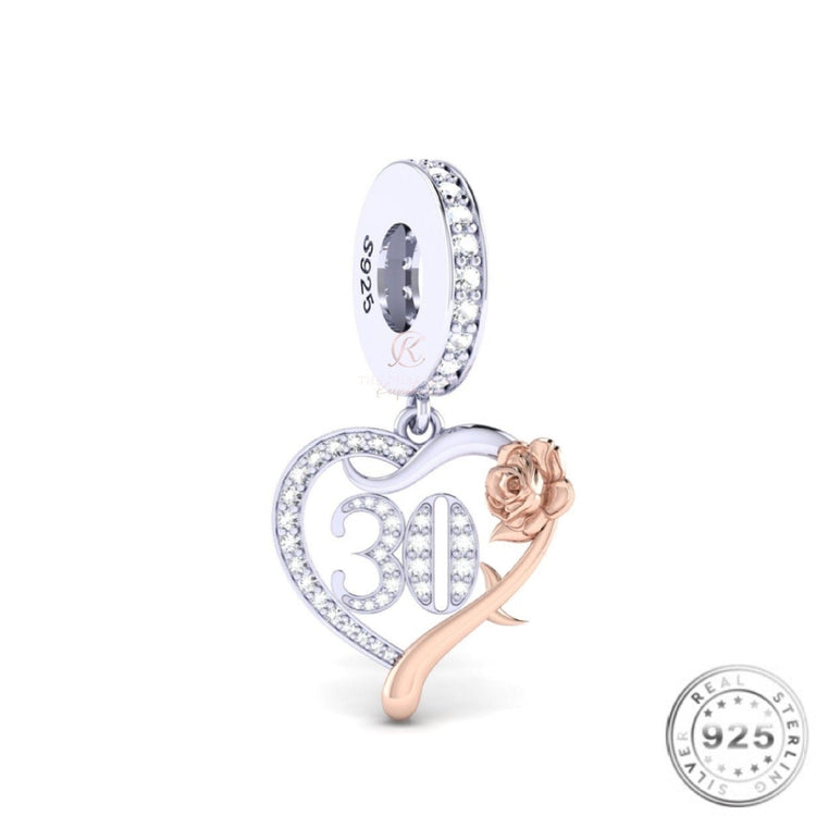 30th Birthday Charm 925 Sterling Silver fits pandora bracelets