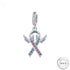 Baby Loss Awareness Ribbon Angel Wings Memorial Charm 925 Sterling Silver fits Pandora bracelets ( miscarriage )