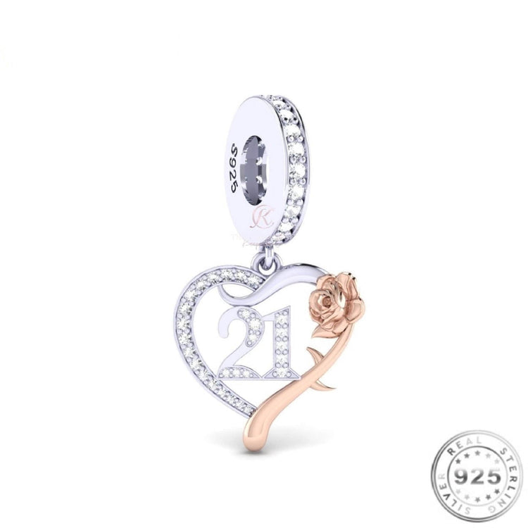21st Birthday Charm 925 Sterling Silver fits pandora bracelets