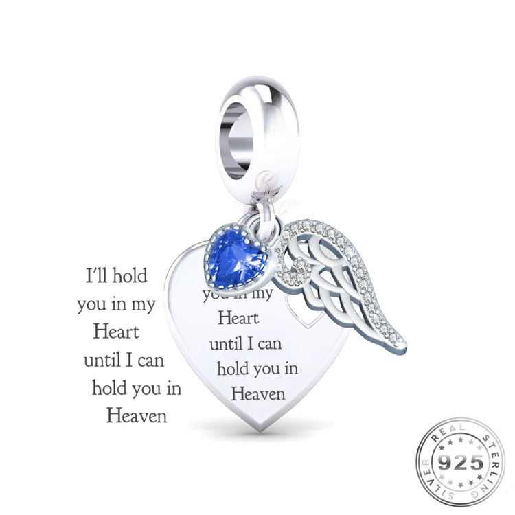 Angel Wings Memorial Charm 925 Sterling Silver fits Pandora bracelets