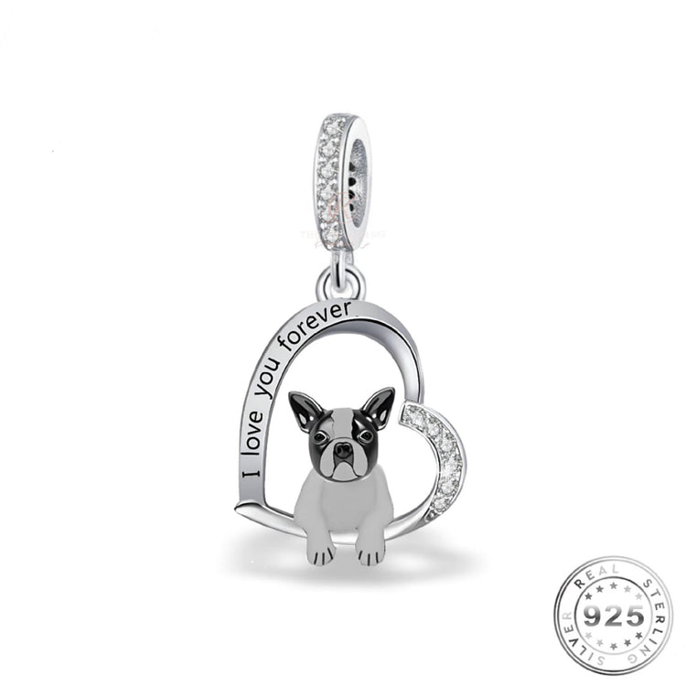 french bulldog Dog Charm 925 Sterling Silver & Rose Gold fits pandora bracelets
