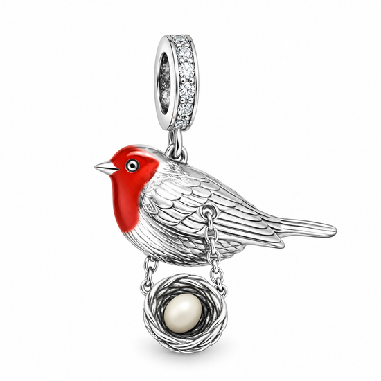 Pandora fitting Red Robin Charm 925 Sterling Silver - Guardian Angel