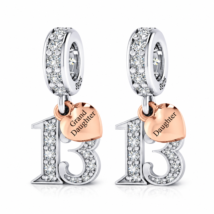 Pandora fitting 13th Birthday Charm 925 Sterling Silver Personalised Daughter or Granddaughter