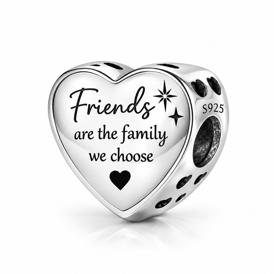 Friends Are The Family We Choose Heart Charm 925 Sterling Silver FITS PANDORA