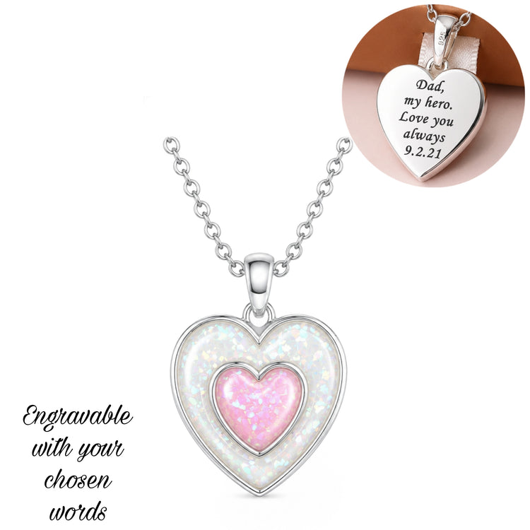 Ashes & Resin Heart Necklace 925 Sterling Silver - Engraved Memorial