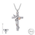 Cross and Hummingbird Cremation Ashes Urn Necklace 925 Sterling Silver Rose Gold self fill