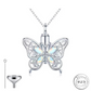 Butterfly Cremation Ashes Urn Necklace 925 Sterling Silver & Opal Self fill memorial