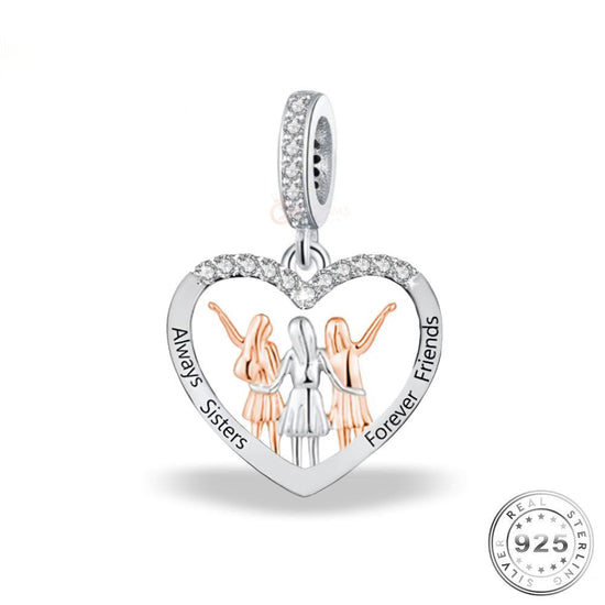 Pandora Fitting Three Sisters Charm 925 Sterling Silver & Rose Gold Sister Gift