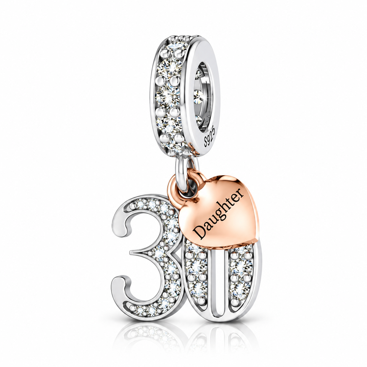 Pandora fitting 30th Birthday Charm 925 Sterling Silver - Personalised Daughter Heart