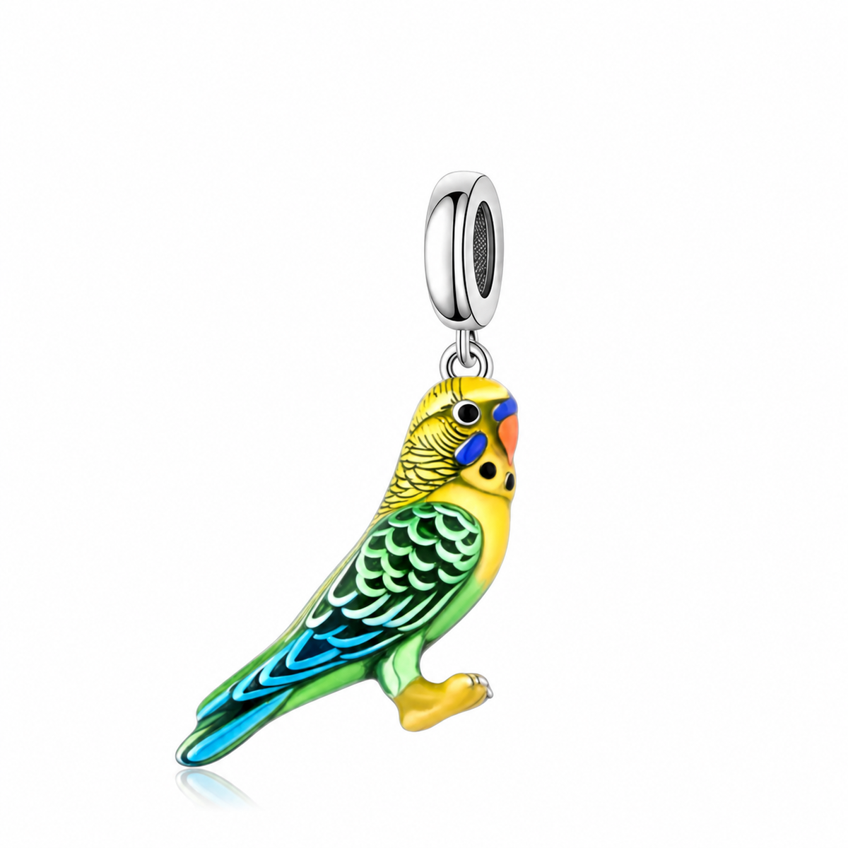 Pandora fitting Budgie Bird Charm 925 Sterling Silver - Yellow & Green