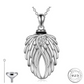 Cremation Ashes Crystal Angel Wings Urn Necklace 925 Sterling Silver Memorial