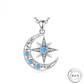 Moon & Eight-Pointed Star Constellation Necklace 925 Sterling Silver