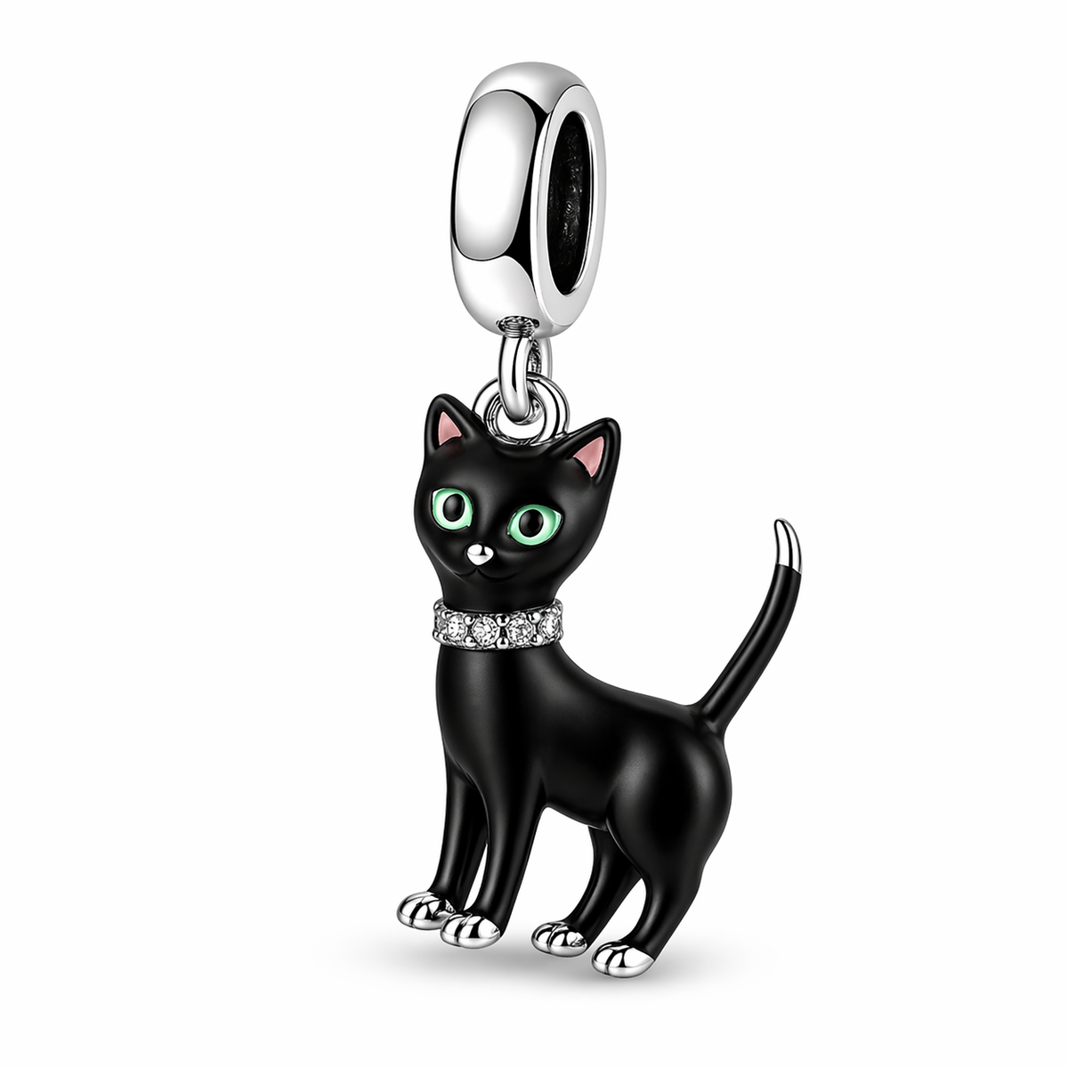 Pandora fitting Black Cat Charm 925 Sterling Silver