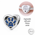 Pandora fitting Engraved Cat / Dog Blue Paw Charm 925 Sterling Silver - Personalised