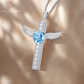 Cross and Angel Wings Cremation Ashes Urn Necklace 925 Sterling Silver