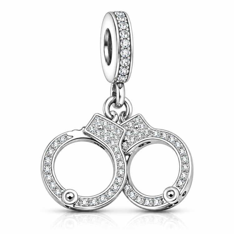 Pandora fitting Handcuffs Charm 925 Sterling Silver Police / Military 