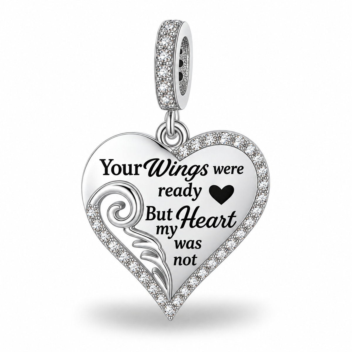 Pandora fitting Angel Wing Heart Charm 925 Sterling Silver  - Your wings were ready