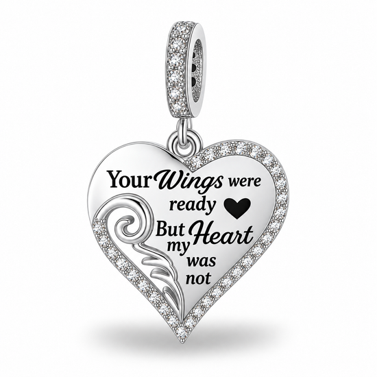 Pandora fitting Angel Wing Heart Charm 925 Sterling Silver  - Your wings were ready
