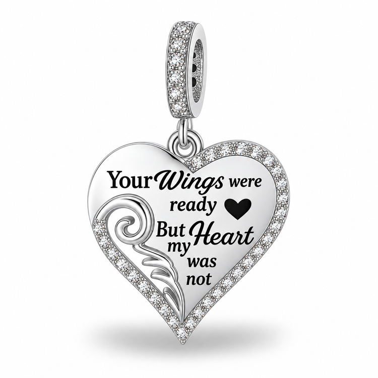 Pandora fitting Angel Wing Heart Charm 925 Sterling Silver  - Your wings were ready