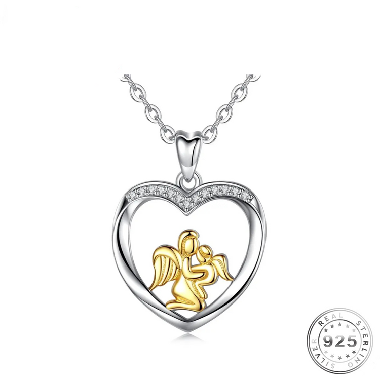 Mother and Angel Baby Pendant Necklace 925 Sterling Silver keepsake memorial