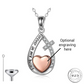 Engravable Cross and Heart Cremation Ashes Urn Necklace 925 Sterling Silver & Rose Gold Self fill