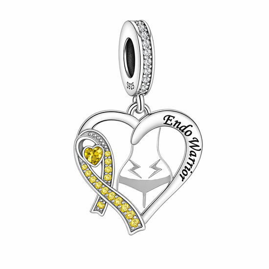 Pandora fitting Endometriosis Yellow Awareness Ribbon Charm 925 Sterling Silver - Endo Warrior